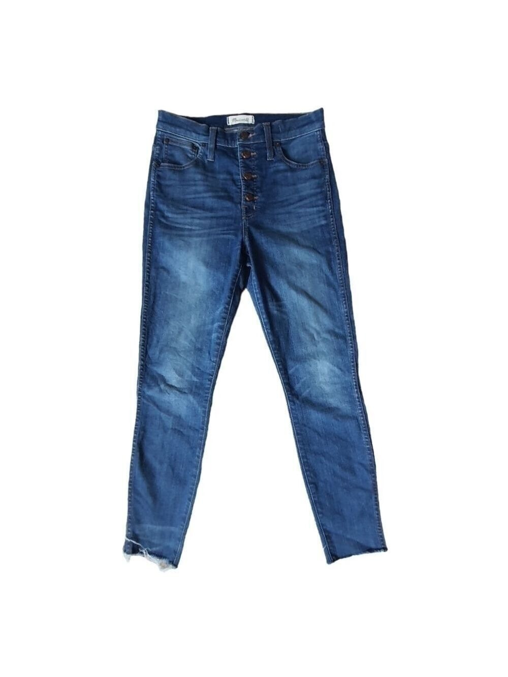 Madewell 10" High Rise Skinny Skinny Jeans, Button Fly, Raw Hem, Size 27